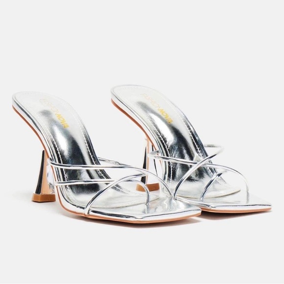Fashion Nova Shoes - Fashion Nova Metallic Silver Heels